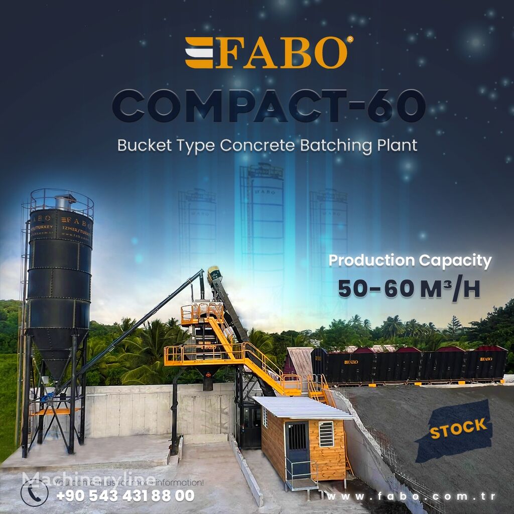 FABO SKIP SYSTEM CONCRETE BATCHING PLANT | 60m3/h Capacity | STOCK planta de hormigón nueva